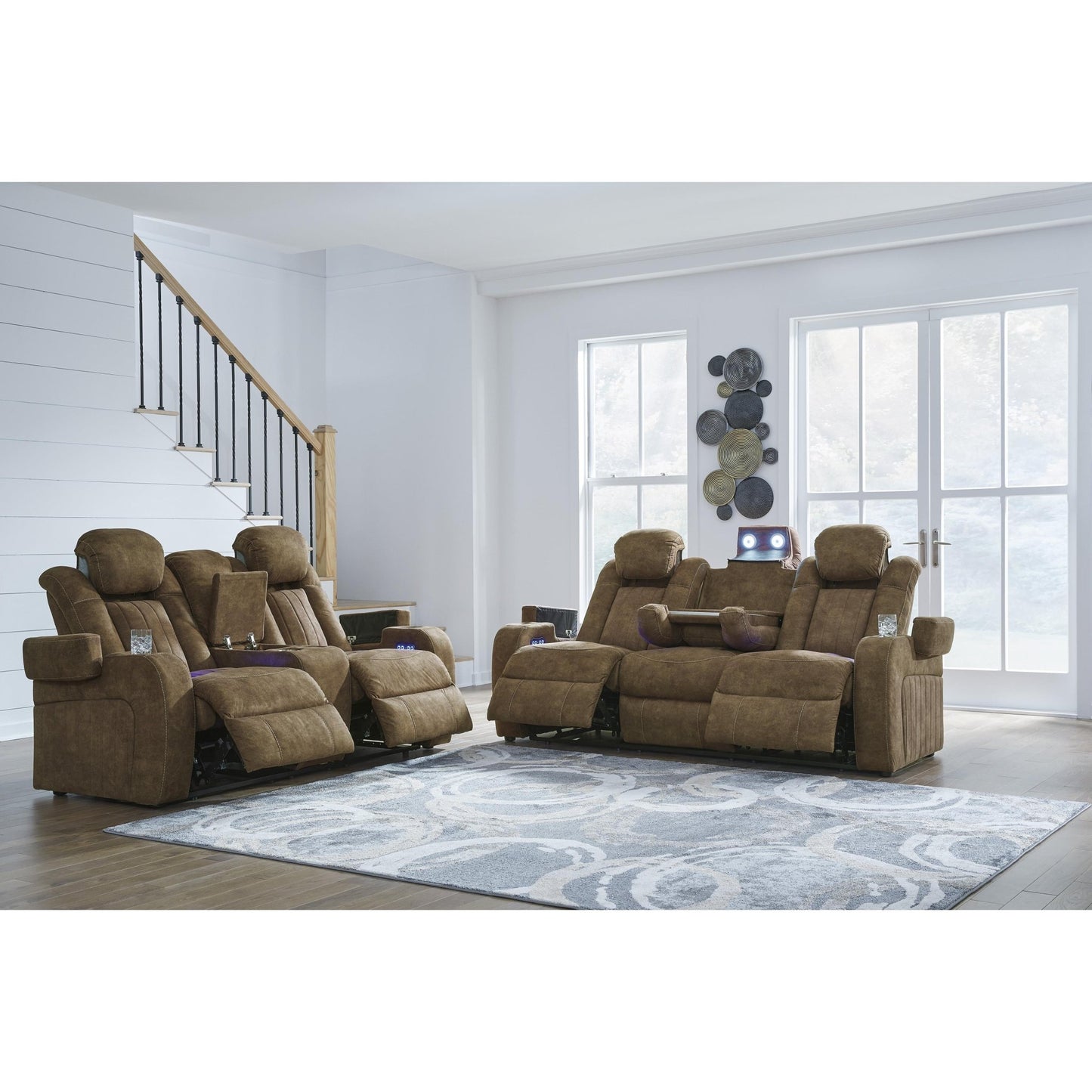 Signature Design by Ashley Wolfridge 6070318 Power Reclining Loveseat with Console and Adjustable Headrest - American Furniture of Slidell