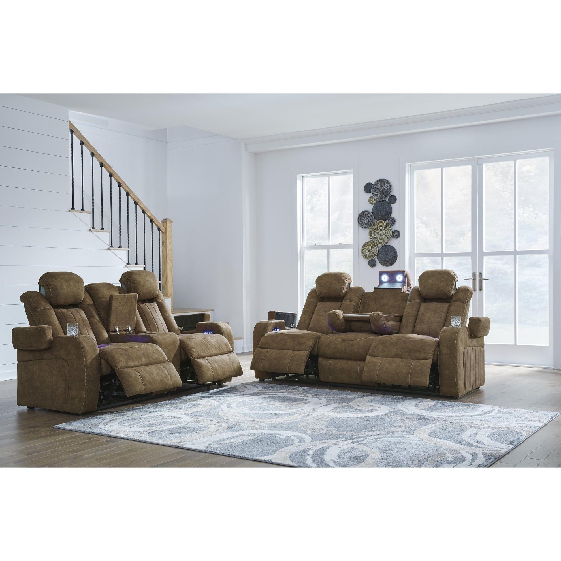 Signature Design by Ashley Wolfridge 6070318 Power Reclining Loveseat with Console and Adjustable Headrest - American Furniture of Slidell