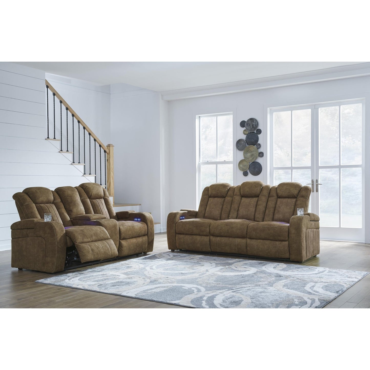 Signature Design by Ashley Wolfridge 6070318 Power Reclining Loveseat with Console and Adjustable Headrest - American Furniture of Slidell