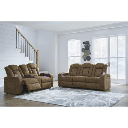 Signature Design by Ashley Wolfridge 6070318 Power Reclining Loveseat with Console and Adjustable Headrest - American Furniture of Slidell