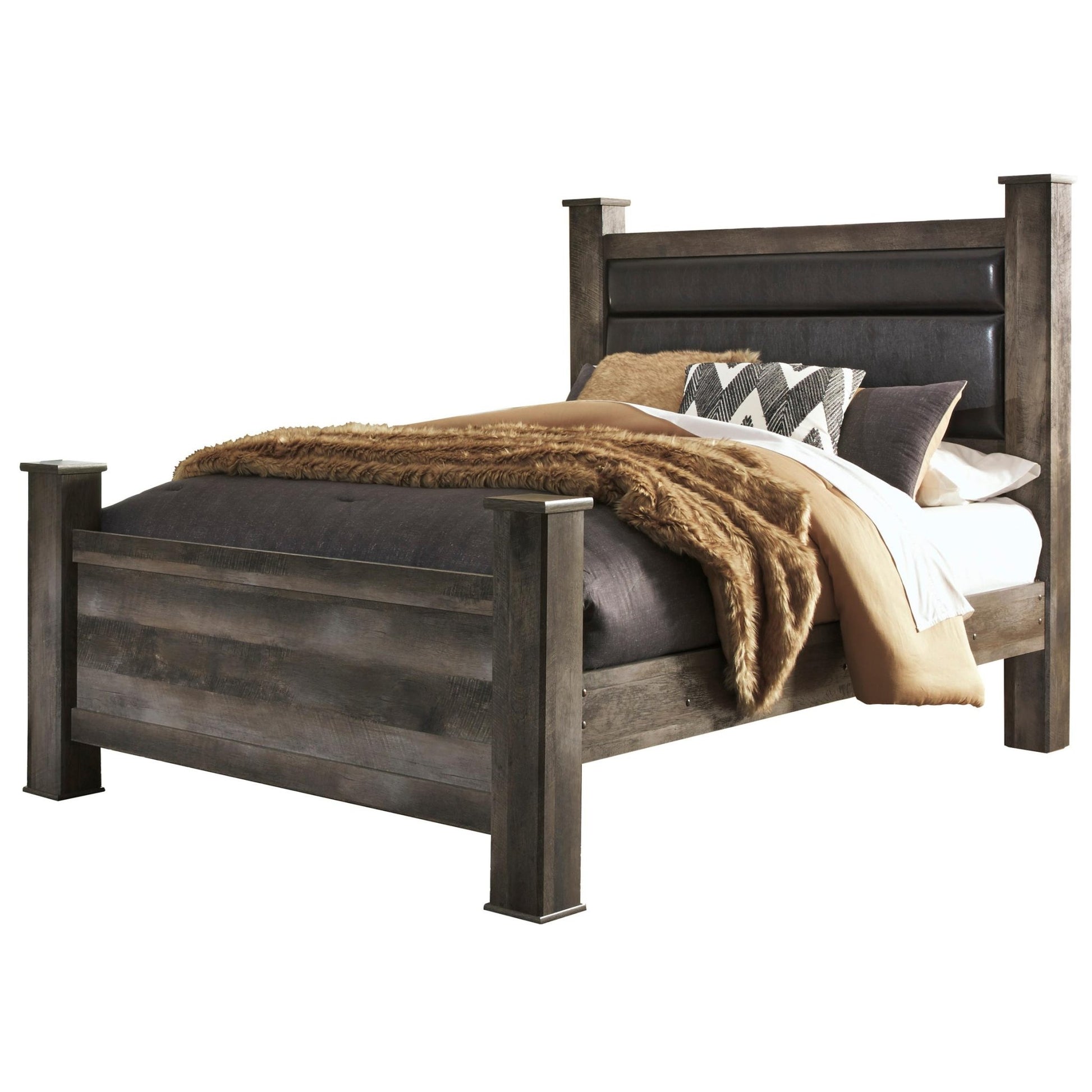 Signature Design by Ashley Wynnlow B440B7 Queen Upholstered Poster Bed - American Furniture of Slidell