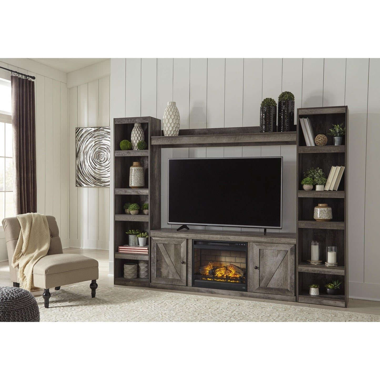 Signature Design by Ashley Wynnlow EW0440W8 4 pc Entertainment Center with Electric Fireplace - American Furniture of Slidell
