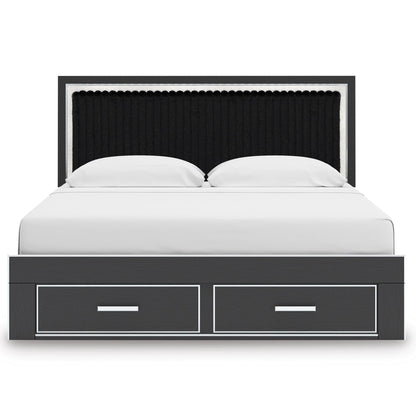Signature Design by Ashley Zuraleus PCB3380B11 King Upholstered Panel Storage Bed - American Furniture of Slidell
