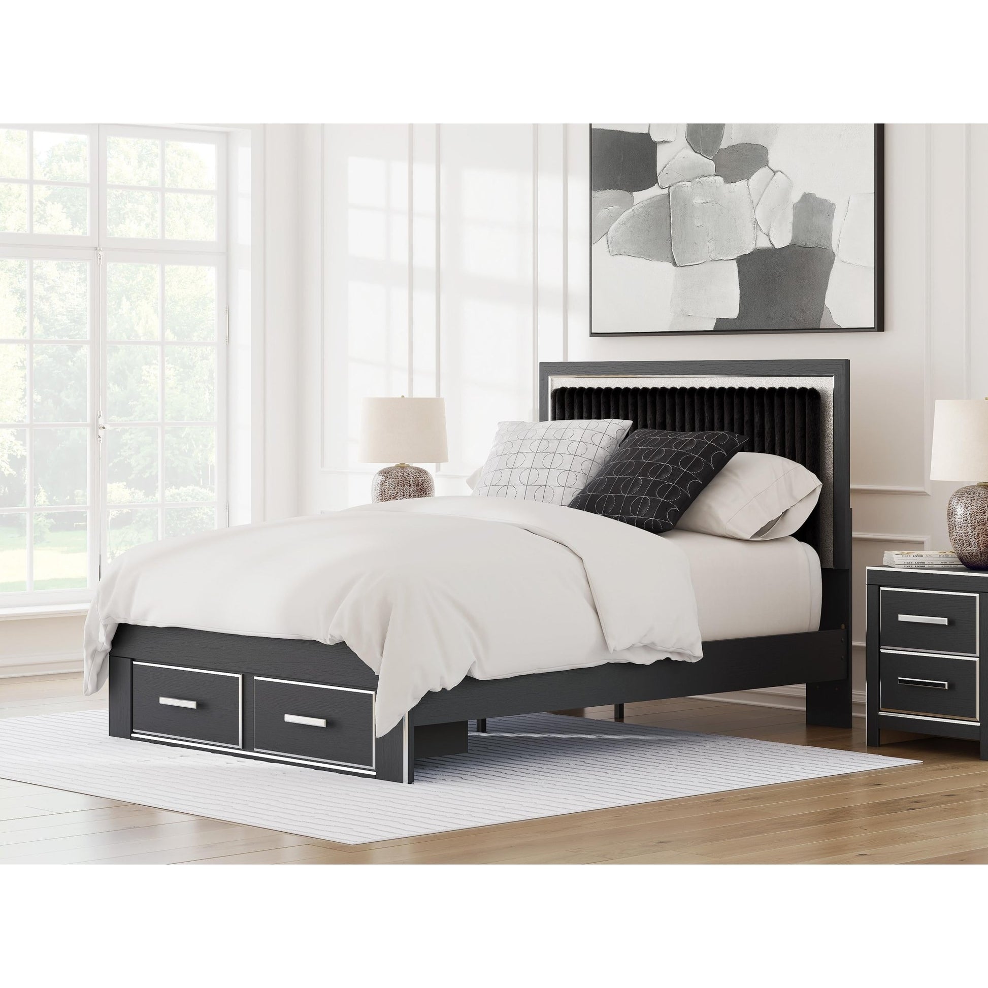 Signature Design by Ashley Zuraleus PCB3380B4 Queen Upholstered Panel Storage Bed - American Furniture of Slidell