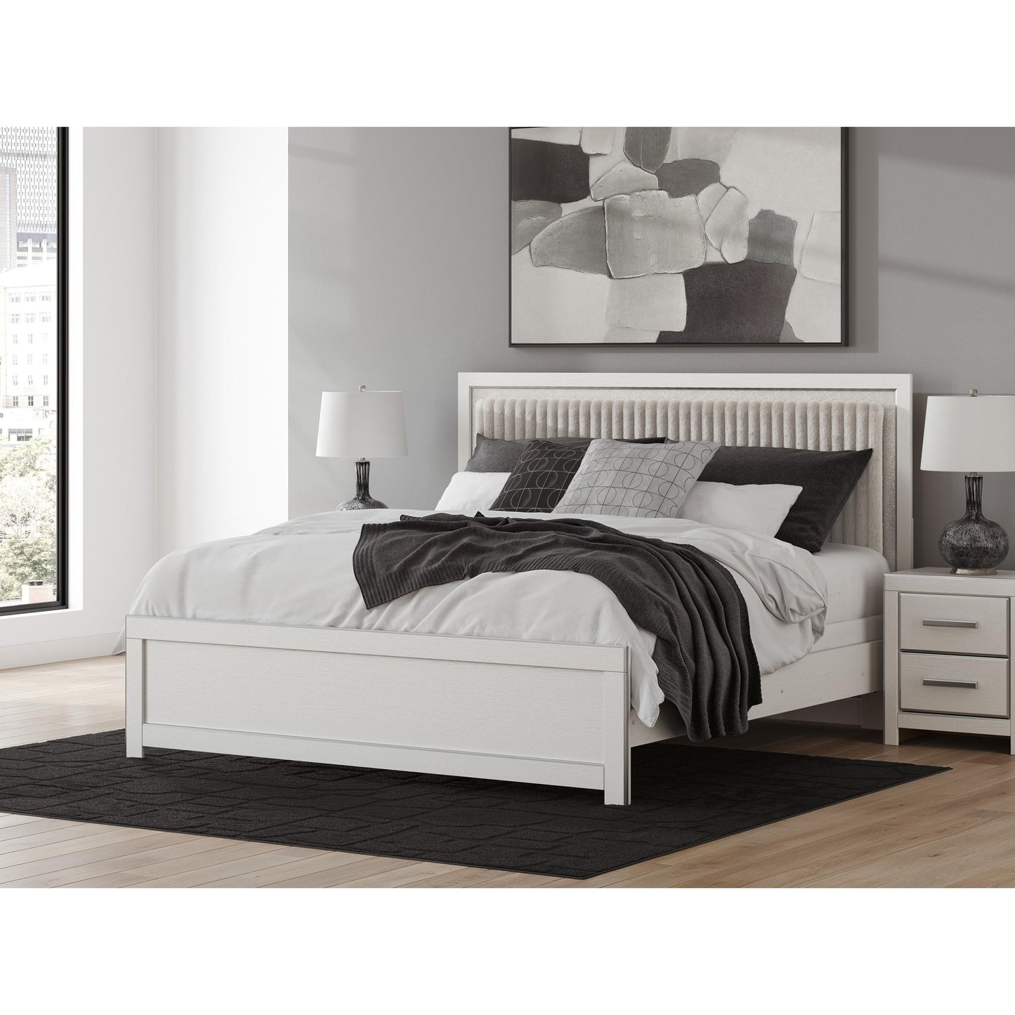 Signature Design by Ashley Zuraleus PCB3381B10 King Upholstered Panel Bed - American Furniture of Slidell