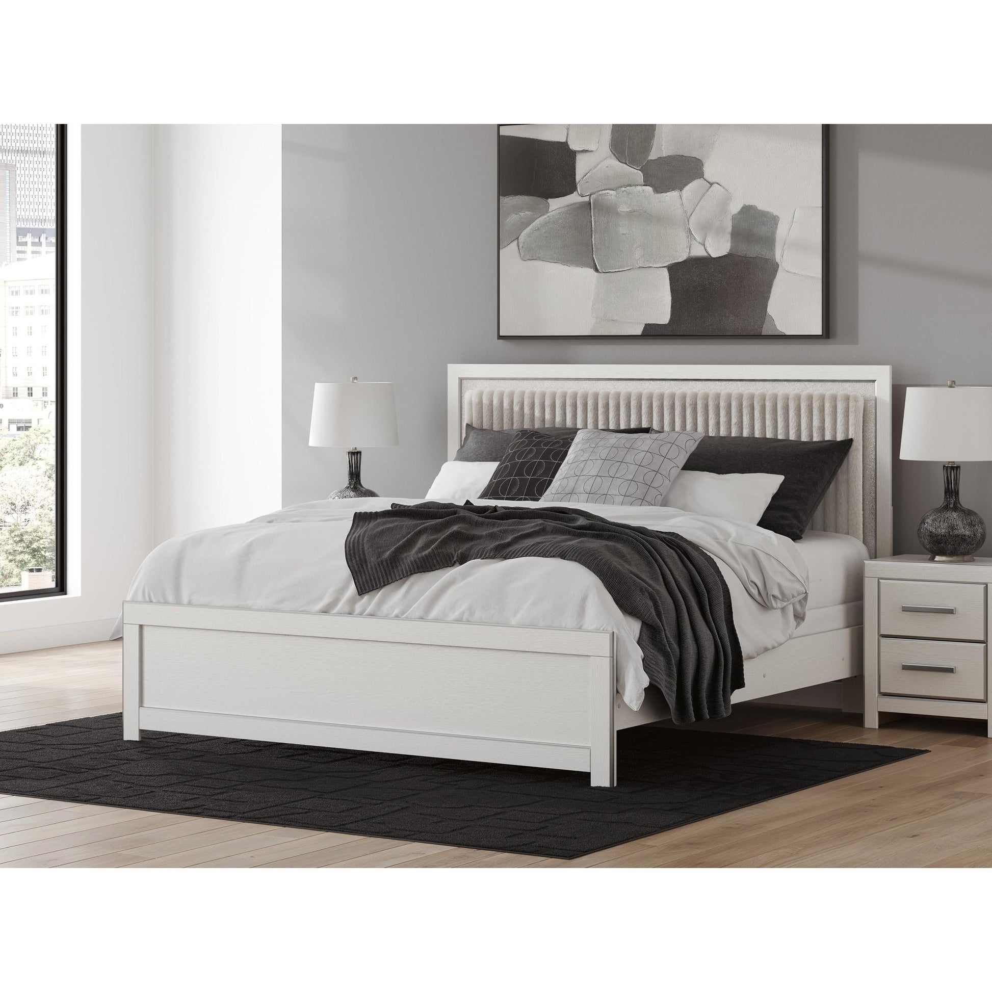 Signature Design by Ashley Zuraleus PCB3381B10 King Upholstered Panel Bed - American Furniture of Slidell