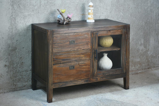 Theodore Glz Cab 1GD w/Aj Shelf 2Drw w/RG (CAB655) 40.5 x 18.1 x 30.7 - EBONY (color in picture varies) - American Furniture of Slidell