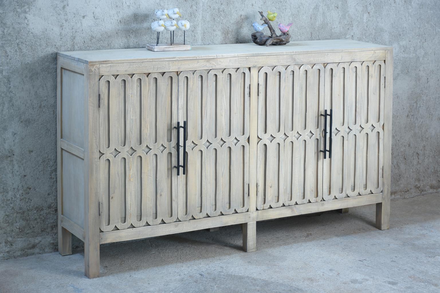 Track Credenza 4doors w/Bar Handles (CAB597SO) 65 x 15 x 38.6 - DRIFTWOOD (color varies in picture) - American Furniture of Slidell