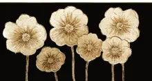 tt1023c-Cream Flowers on Black (horizontal) 55x28 Classy Art