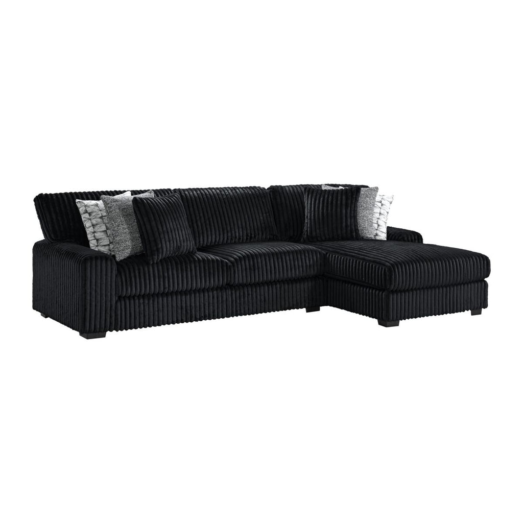 Elements Nightfall 2PC Sectional w/Chaise in Grand Cord (Blk)