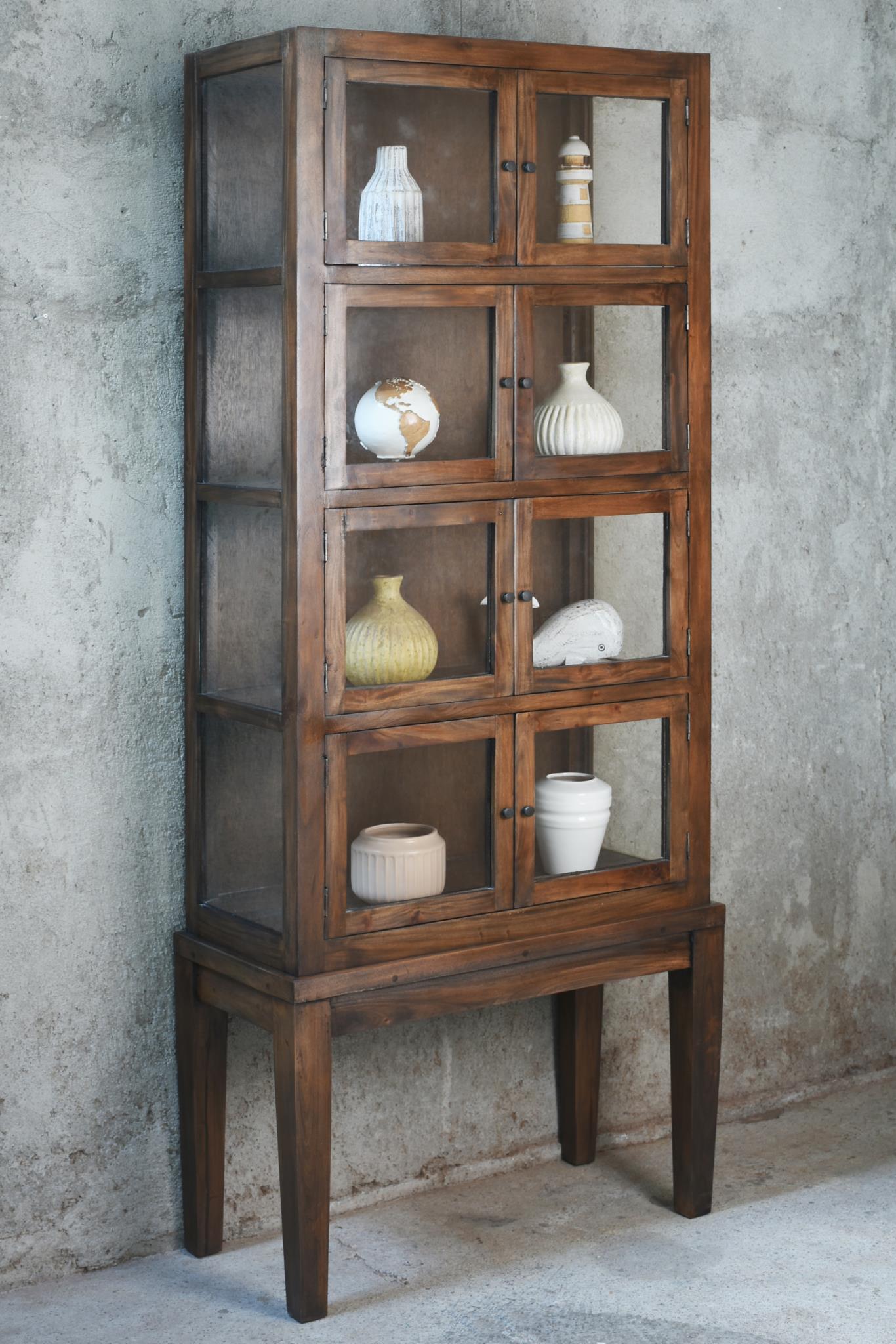 Westley Glazed Curio 8GD Glz sides KD (CAB2278) 33.8 x 16.1 x 83.5 - EBONY (color varies in picture) - American Furniture of Slidell