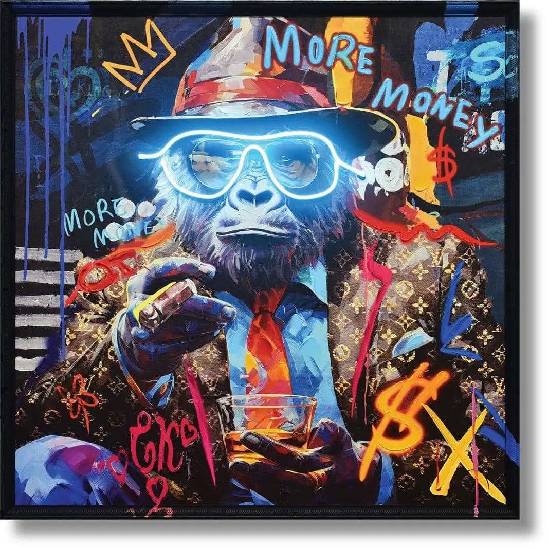 WF2772 ''More MoneyMonkey Graffiti Art'' Hand - painted LED in Frame 1.5 x 32.7 x 32.7 - American Furniture of Slidell
