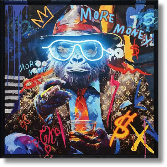 WF2772 ''More MoneyMonkey Graffiti Art'' Hand - painted LED in Frame 1.5 x 32.7 x 32.7 - American Furniture of Slidell