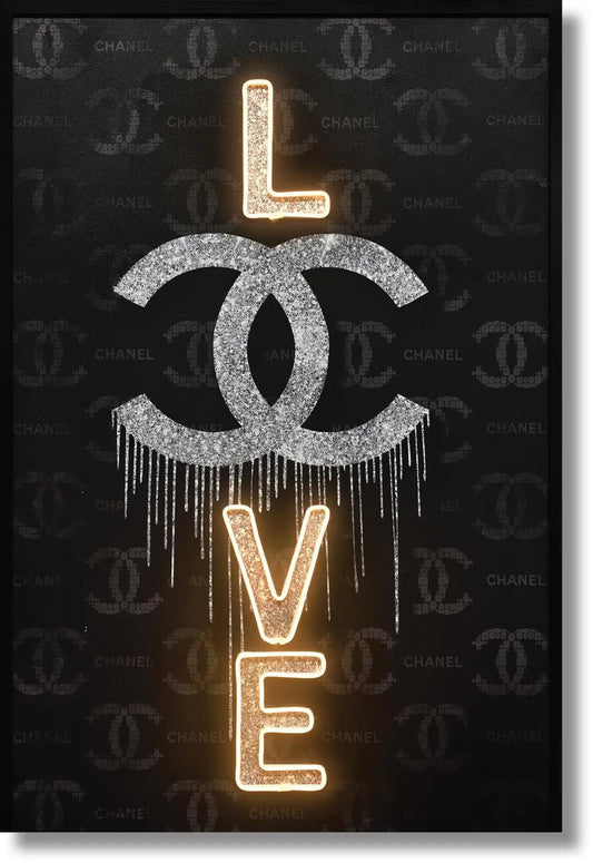 WF2782 "Dripping Devotion" Mixed Media Artwork'' Hand - painted LED in Frame - American Furniture of Slidell