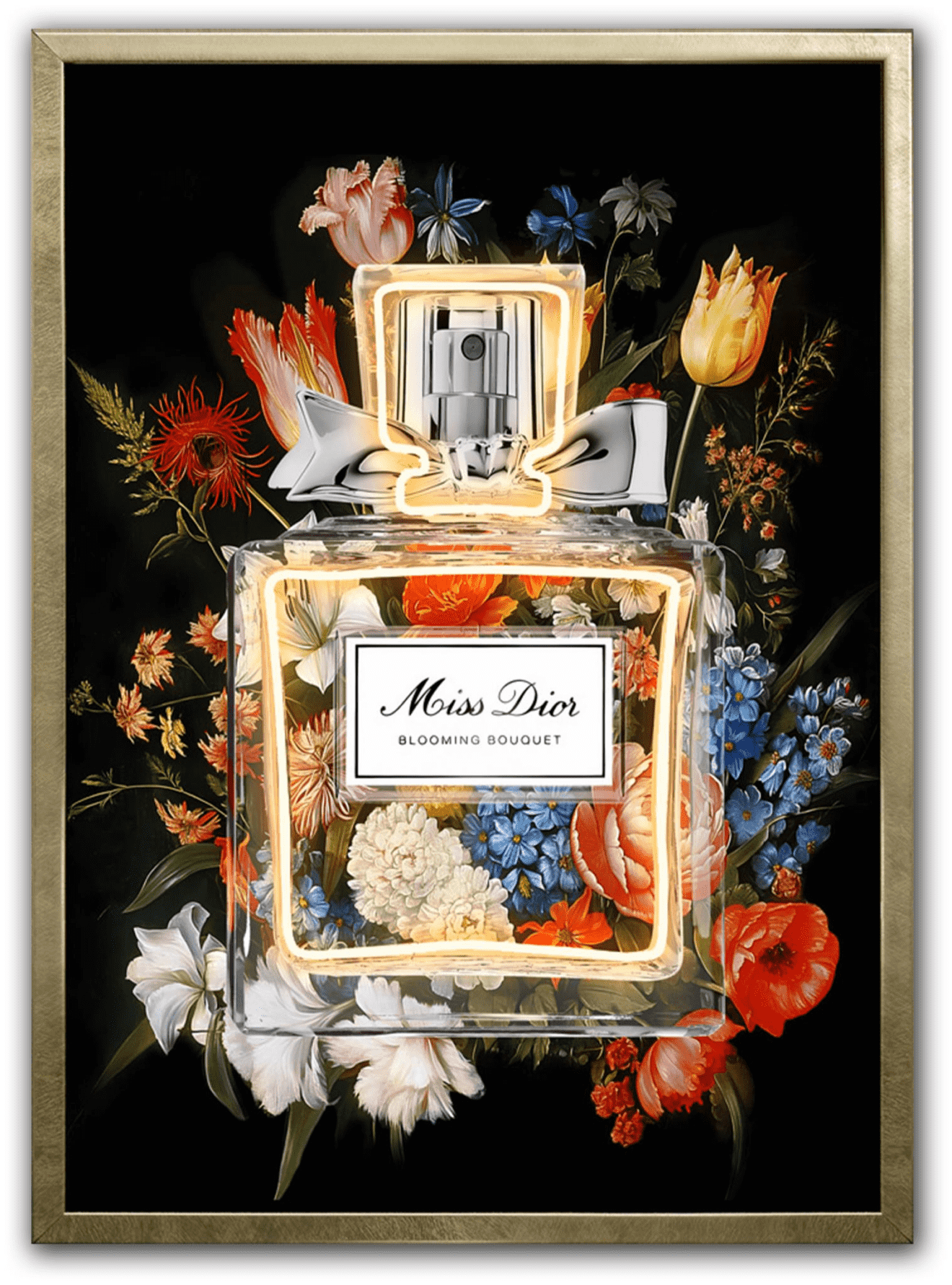 WF3186 "Bloom Noir" Hand - painted LED in Frame1.2x21x29 - American Furniture of Slidell