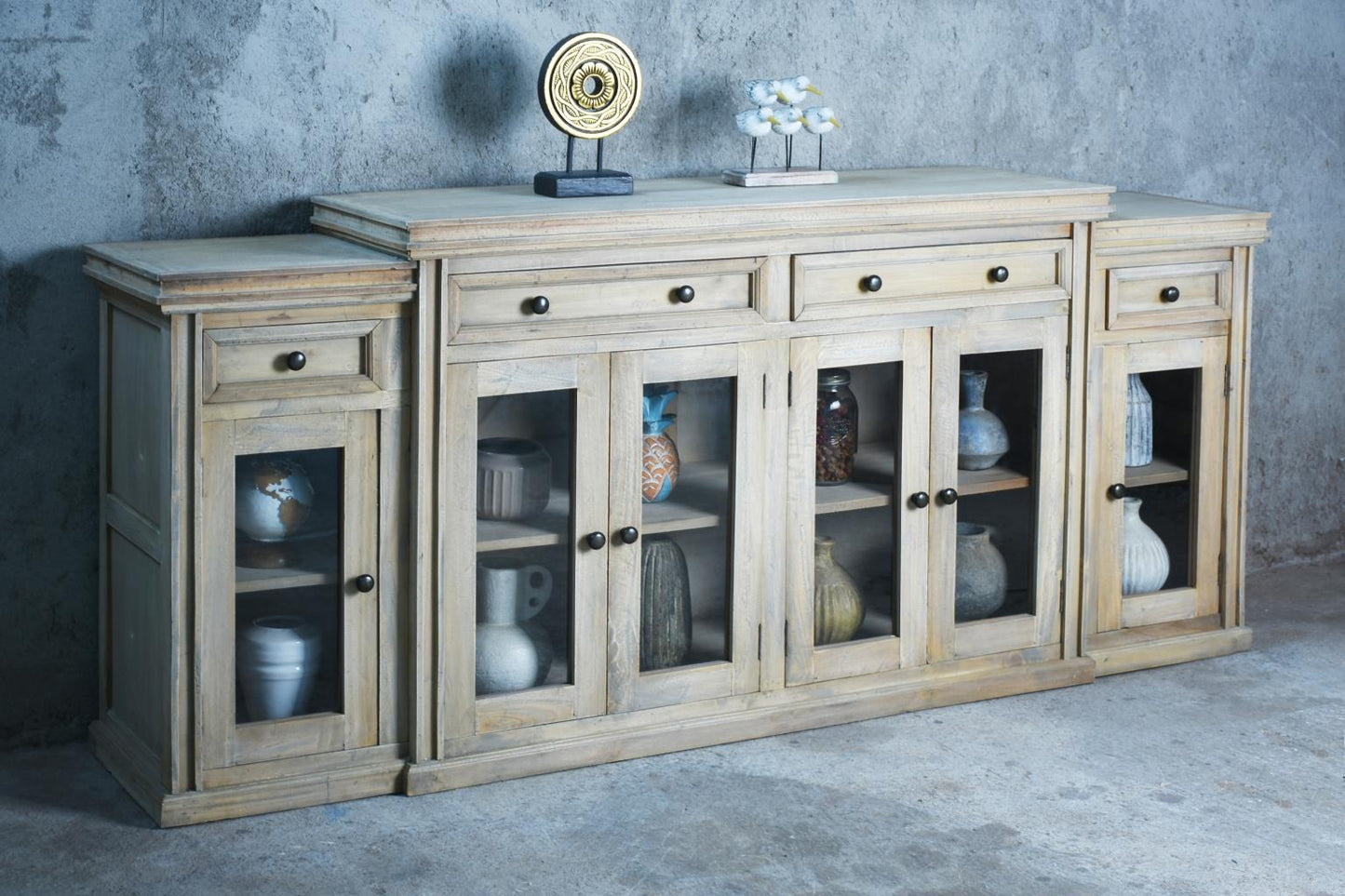 Yorkshire Credenza 6GD 4Drw w/RG (CAB618SO) 87 x 17.7 x 38.2 - DRIFTWOOD (color varies in picture) - American Furniture of Slidell