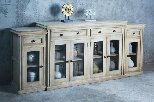 Yorkshire Credenza 6GD 4Drw w/RG (CAB618SO) 87 x 17.7 x 38.2 - DRIFTWOOD (color varies in picture) - American Furniture of Slidell