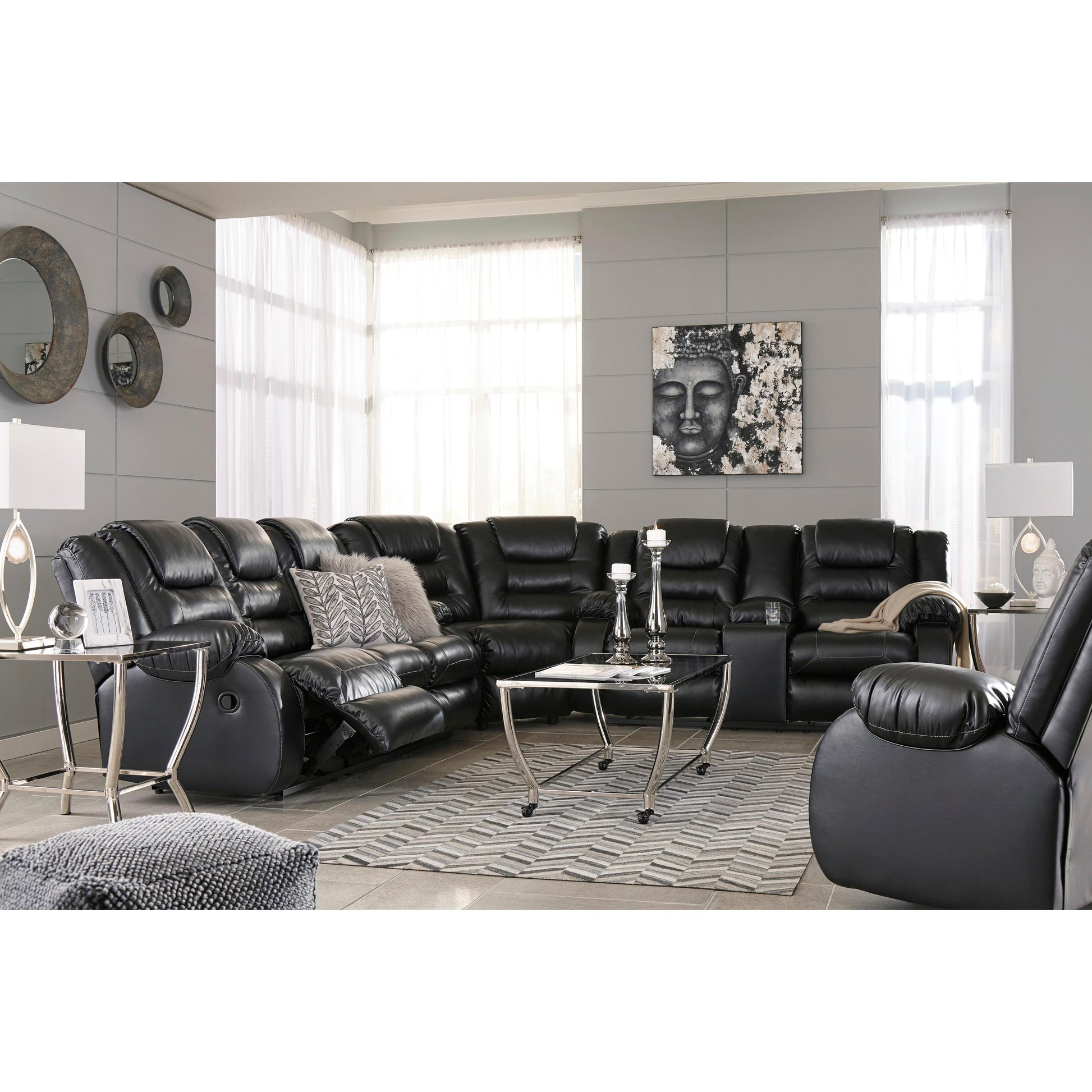 Signature Design by Ashley Vacherie Reclining Leather Look Loveseat 7930894