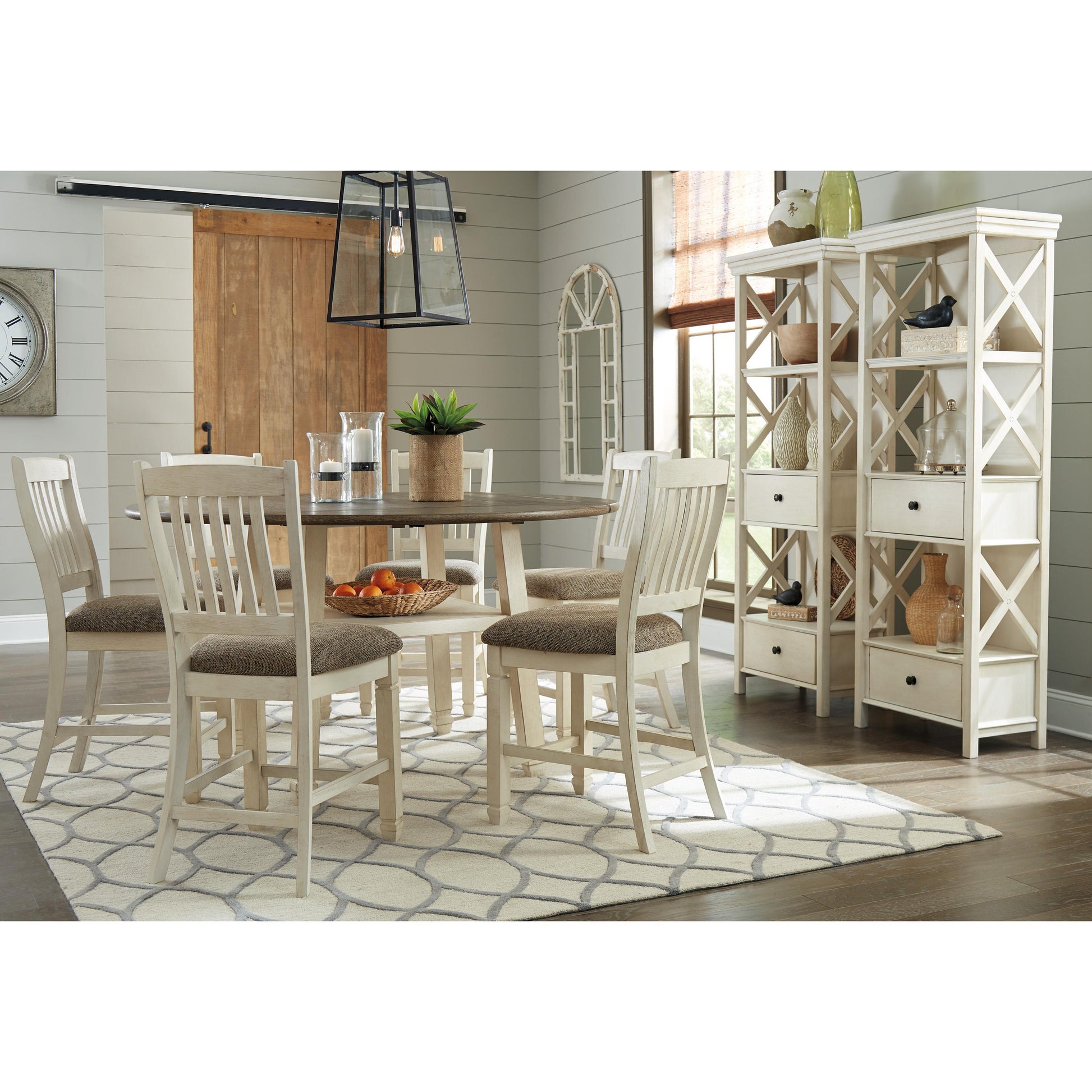 Signature Design by Ashley Round Bolanburg Counter Height Dining Table with Pedestal Base D647-13