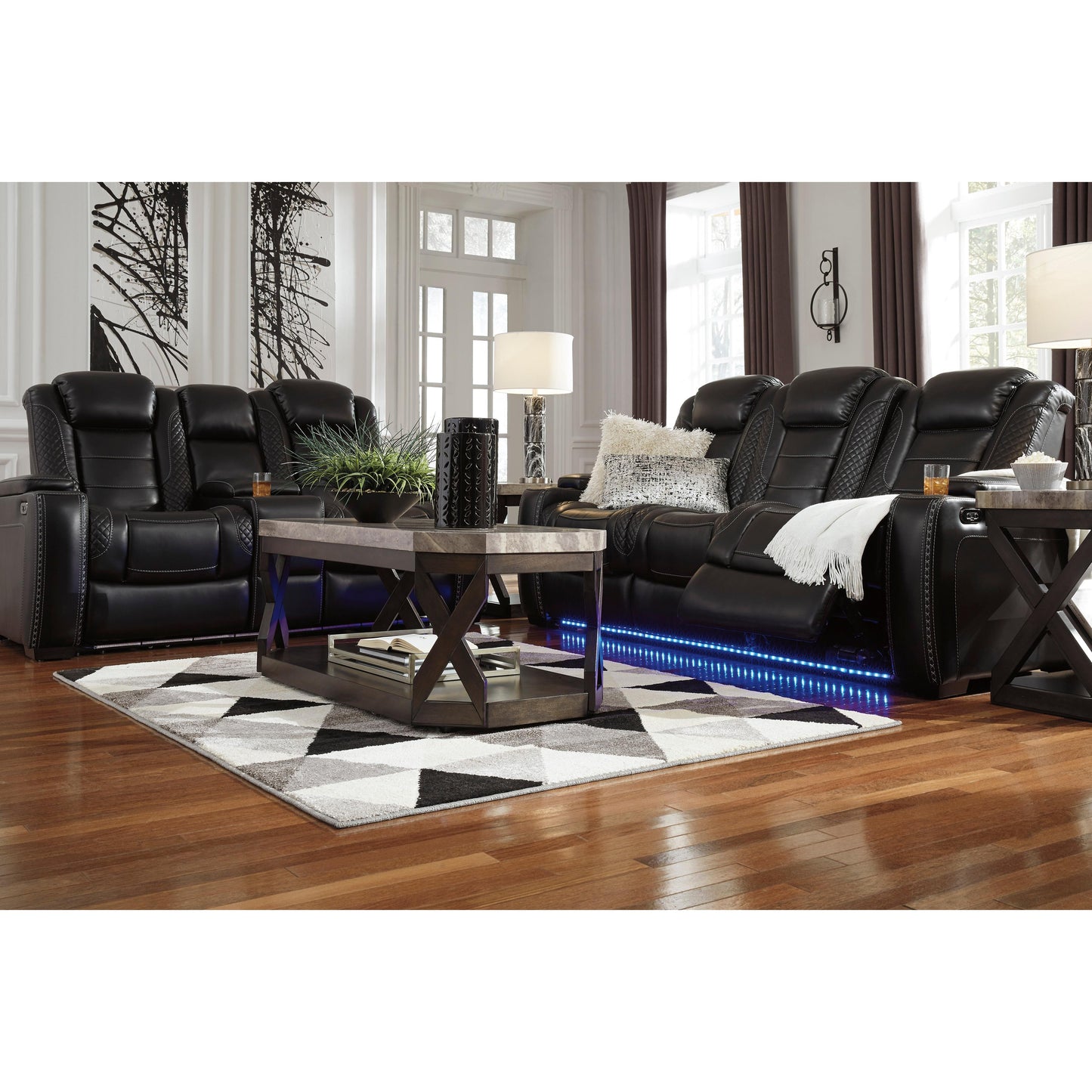 Signature Design by Ashley Party Time Power Reclining Leather Look Sofa 3700315