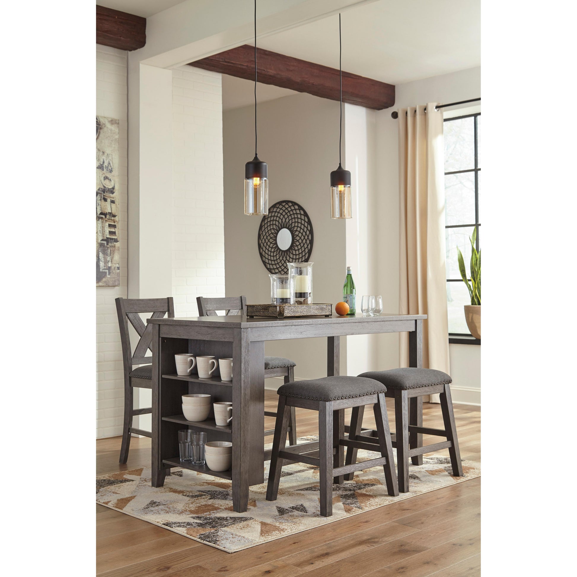 Signature Design by Ashley Caitbrook Counter Height Dining Table with Trestle Base D388-13