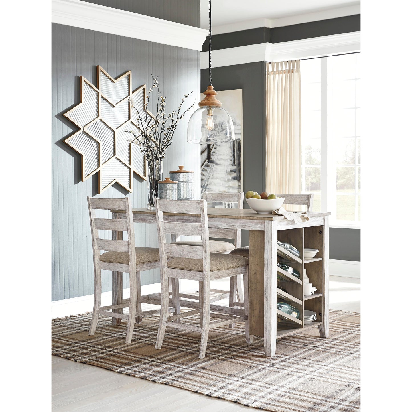 Signature Design by Ashley Skempton Counter Height Dining Table with Trestle Base D394-32