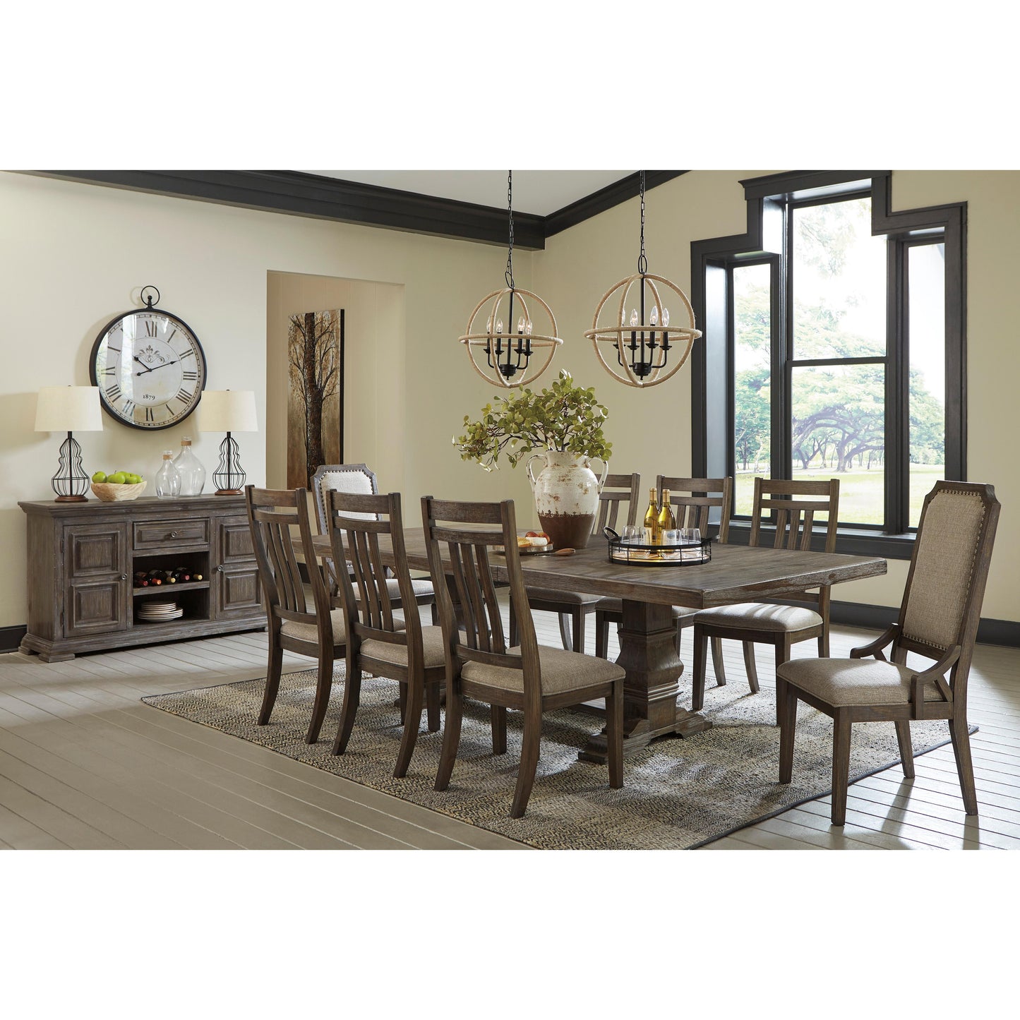 Signature Design by Ashley Wyndahl Dining table with Trestle Base D813-55T/D813-55B