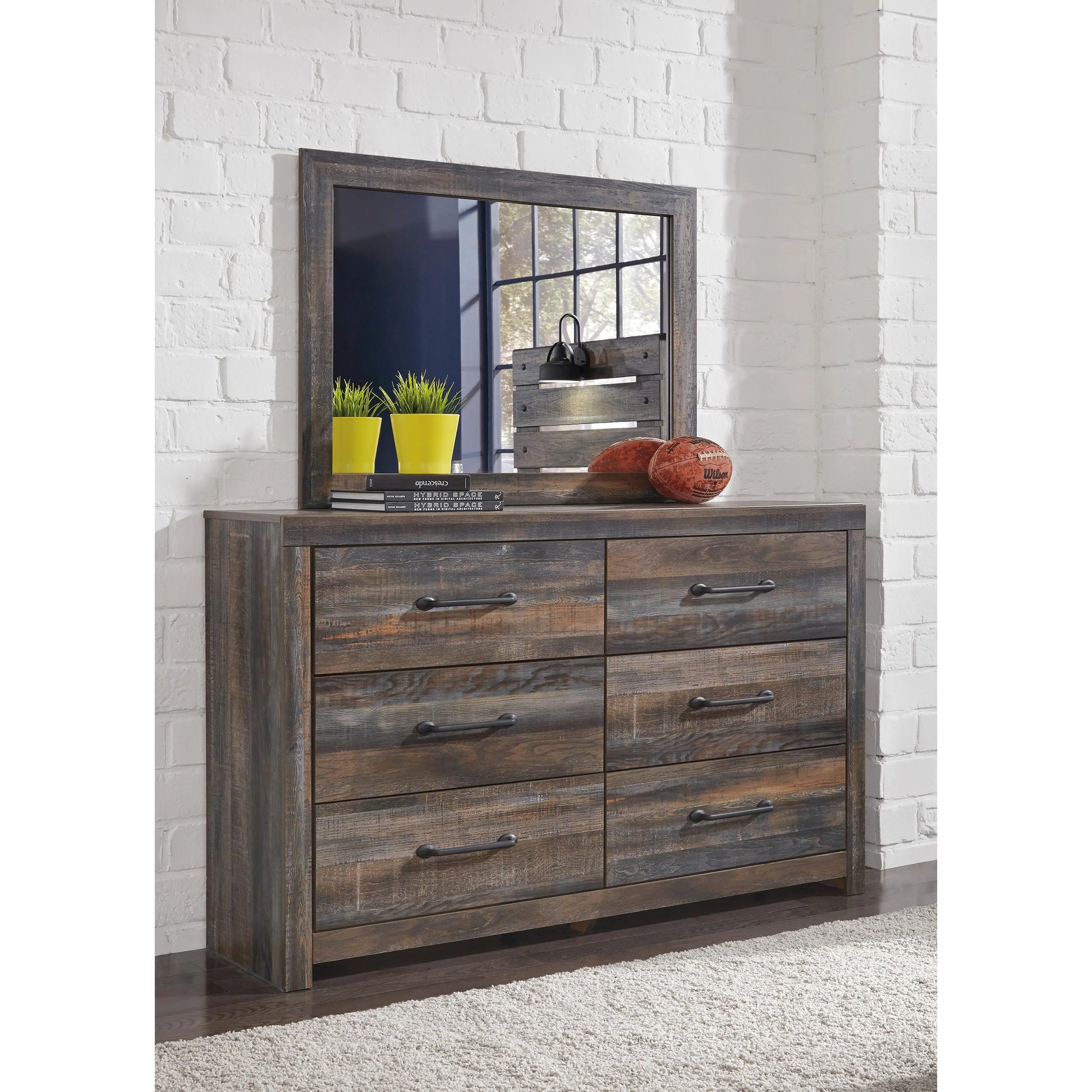 signature design by ashley rustic 6 drawer dresser Broachmyn