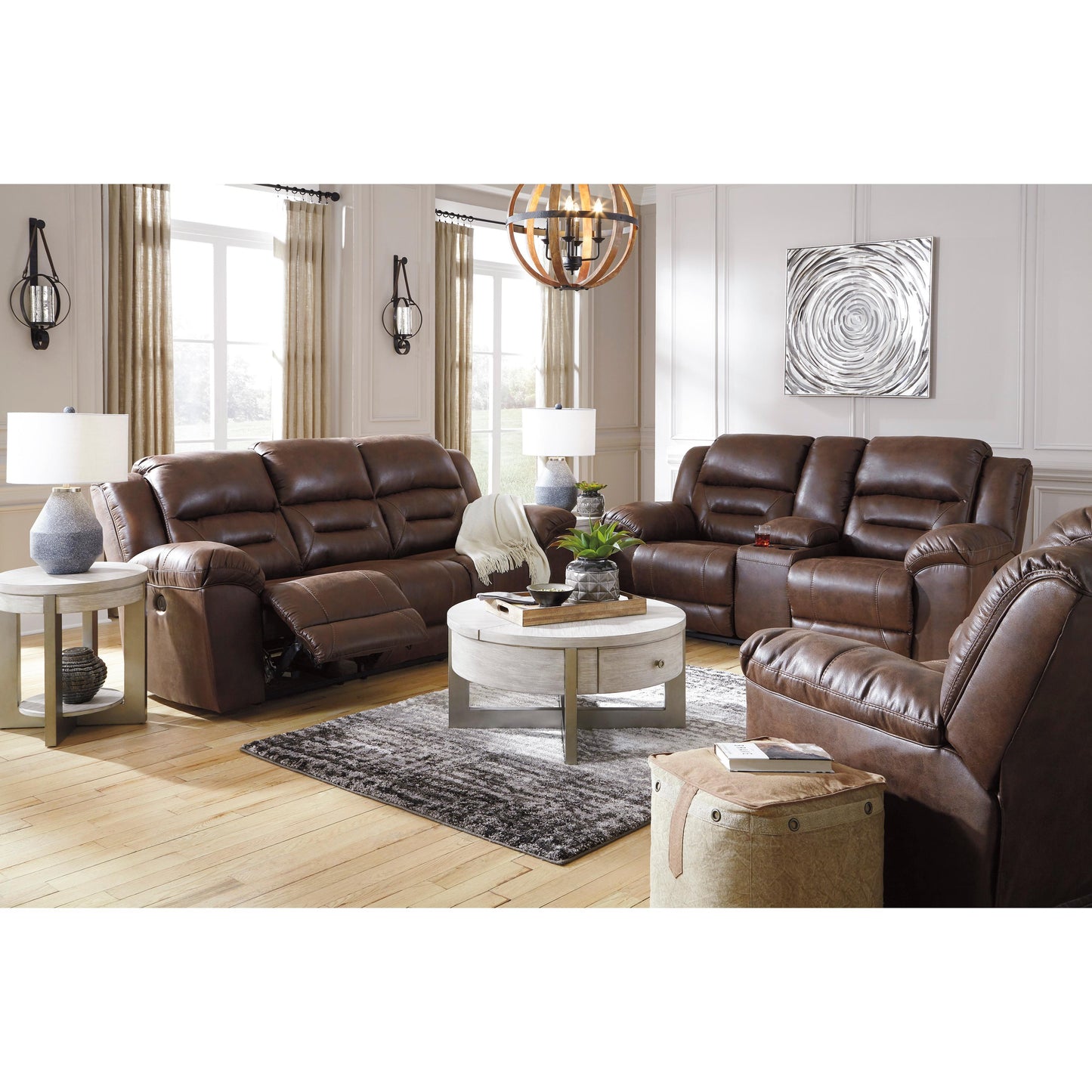 Signature Design by Ashley Stoneland Power Reclining Leather Look Sofa 3990487