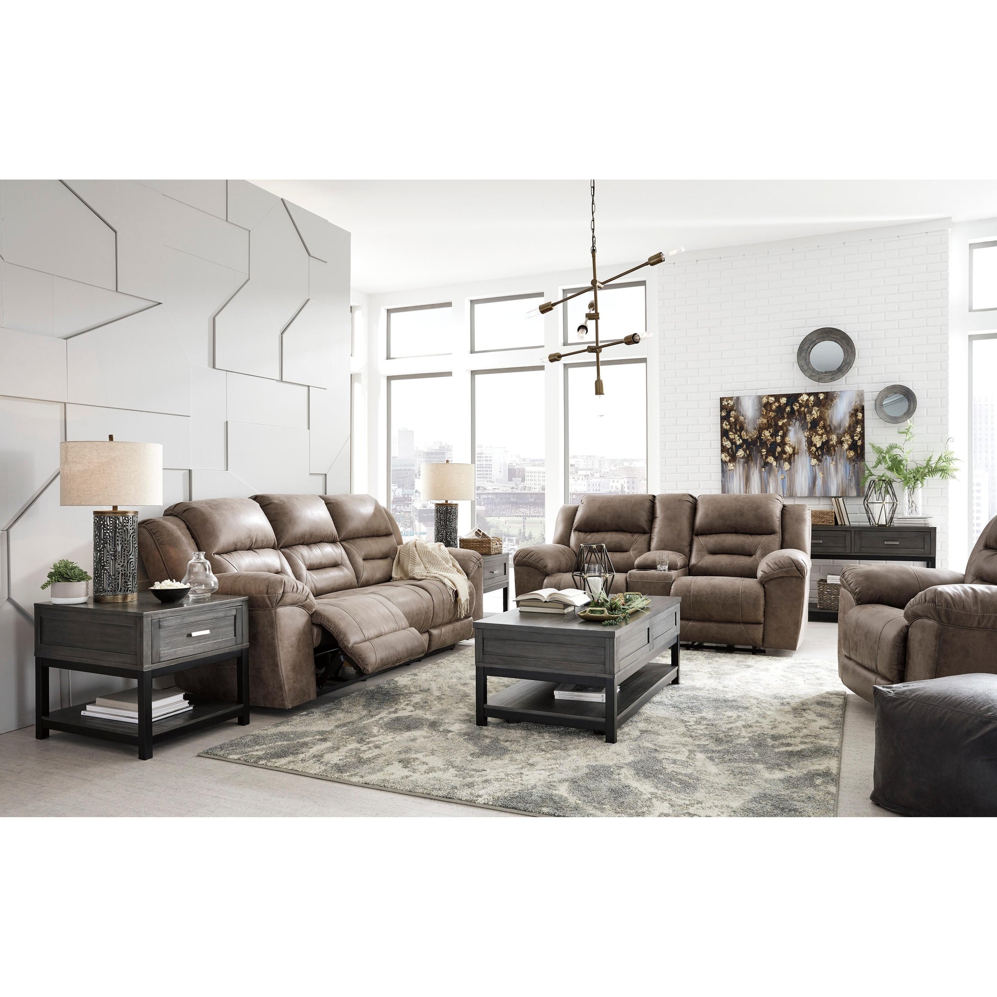 Signature Design by Ashley Stoneland Power Reclining Leather Look Sofa 3990587