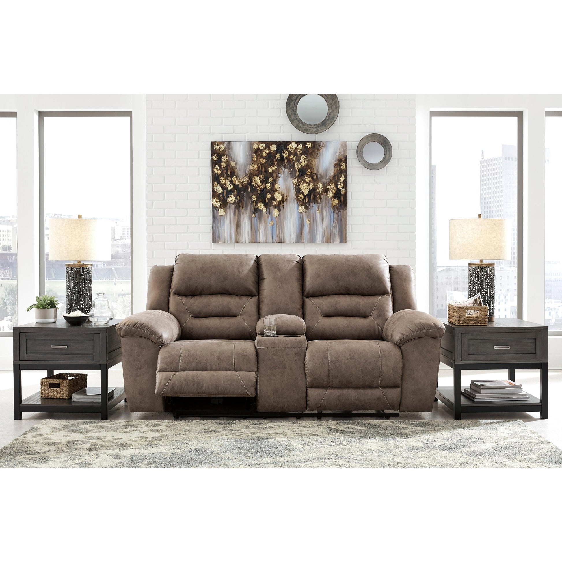 Signature Design by Ashley Stoneland Power Reclining Leather Look Loveseat 3990596