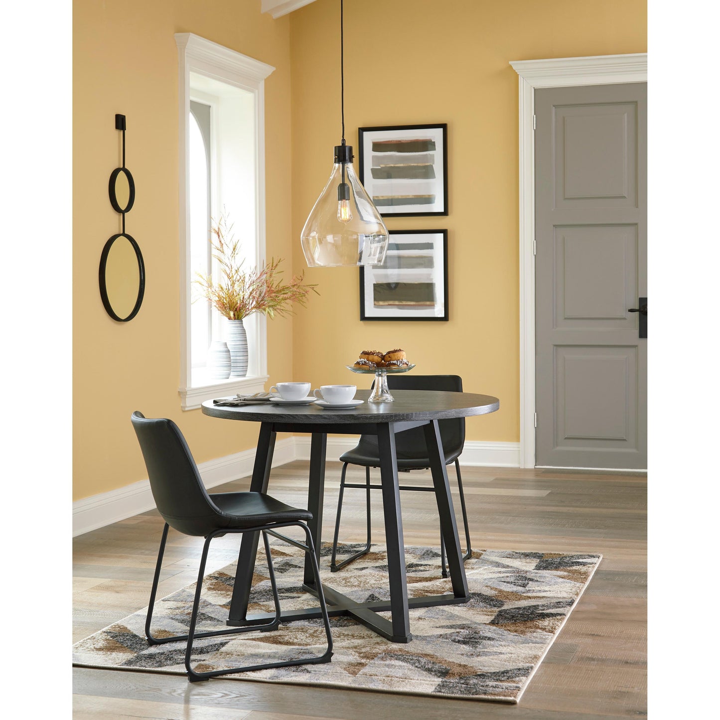 Signature Design by Ashley Round Centiar Dining Table with Pedestal Base D372-16