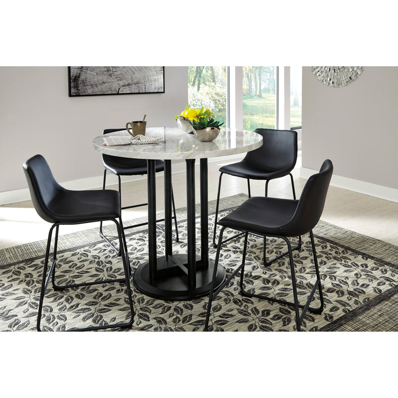 Signature Design by Ashley Round Centiar Counter Height Dining Table with Marble Top and Pedestal Base D372-23