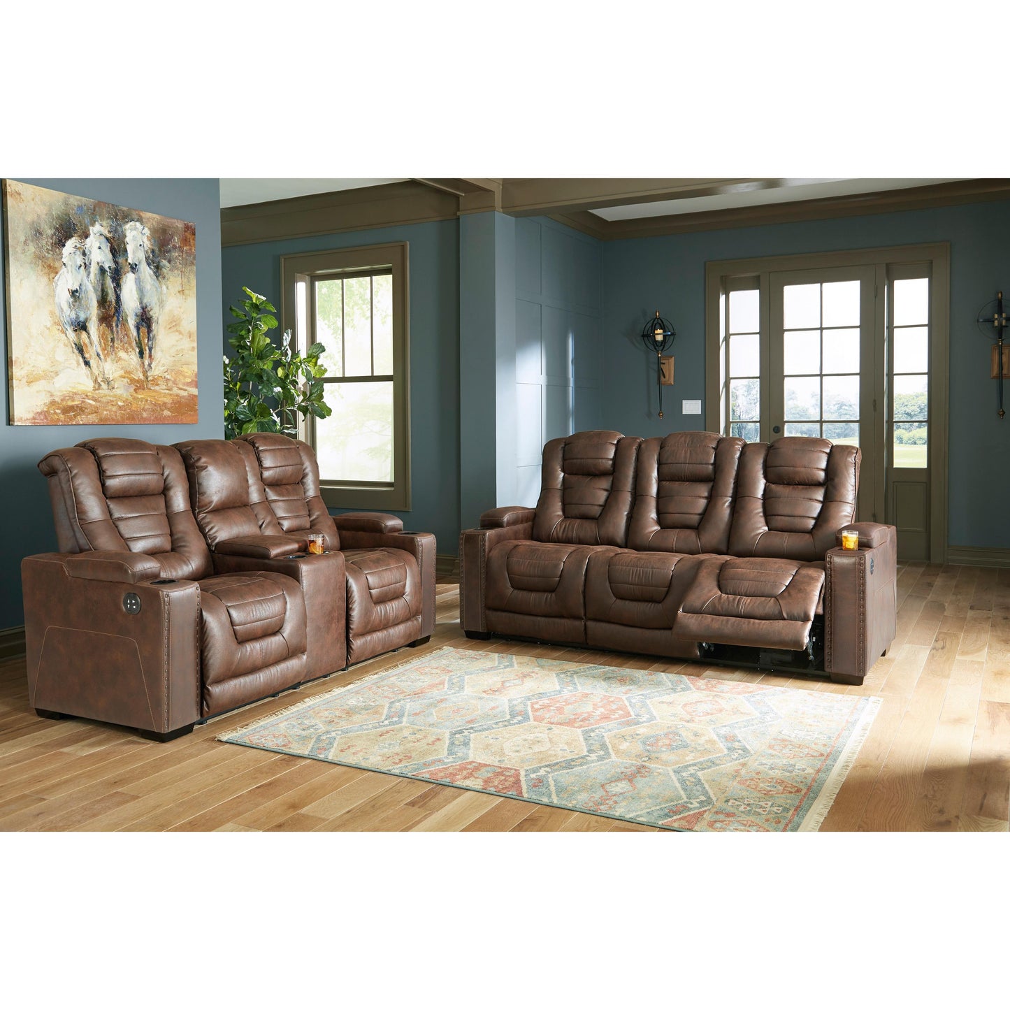 Signature Design by Ashley Owner's Box Power Reclining Leather Look Loveseat 2450518