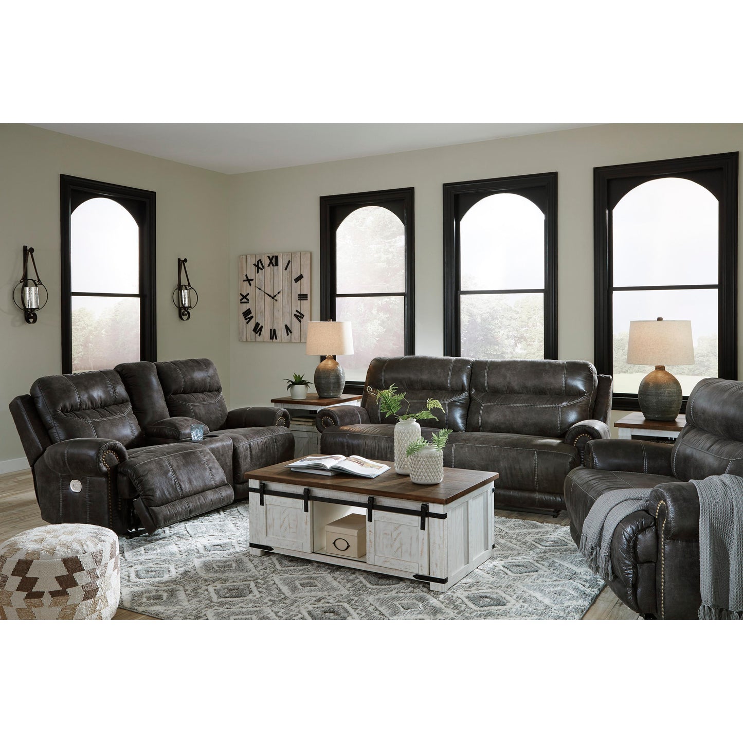 Signature Design by Ashley Grearview Power Reclining Leather Look Sofa 6500547