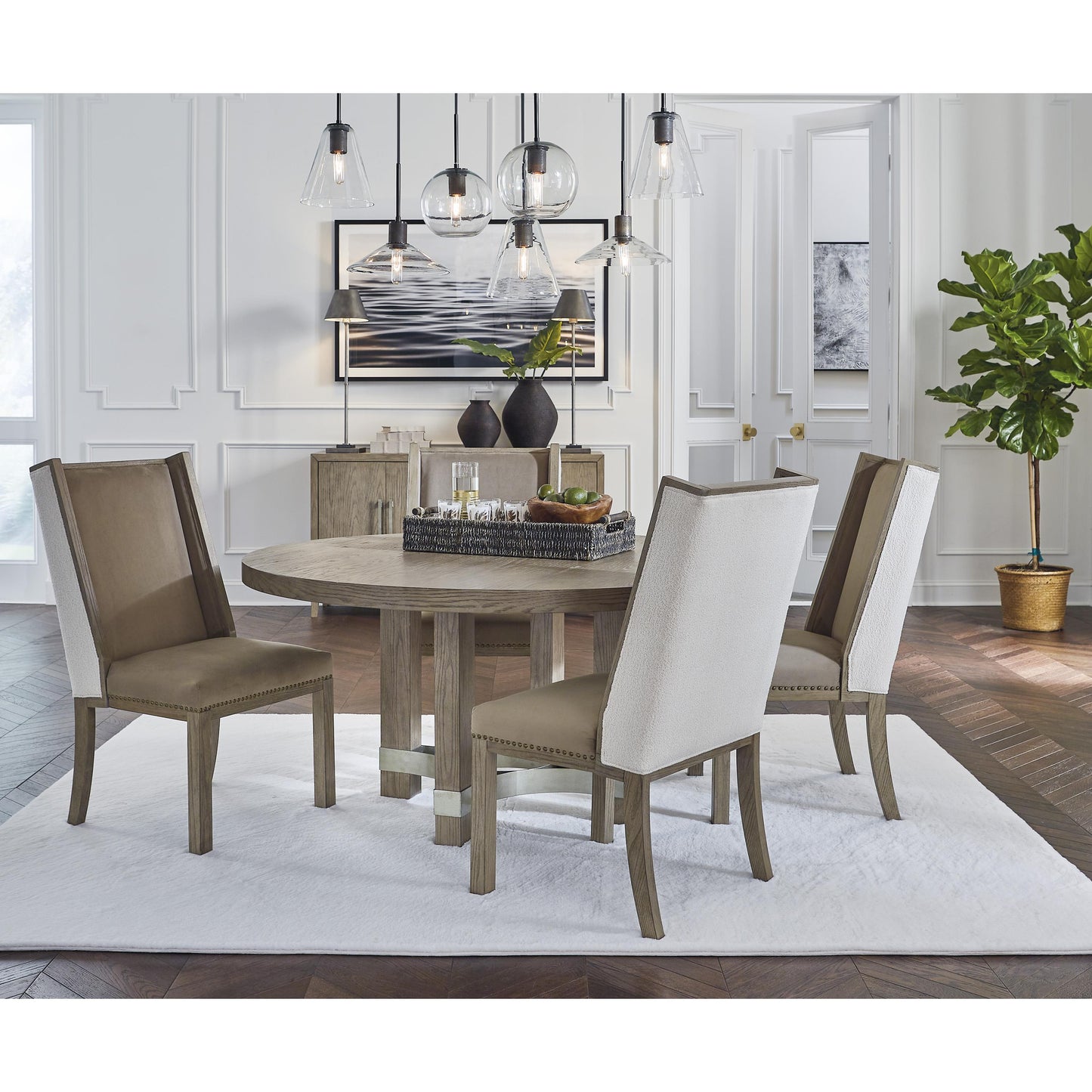 Signature Design by Ashley Round Chrestner Dining Table with Pedestal Base D983-50