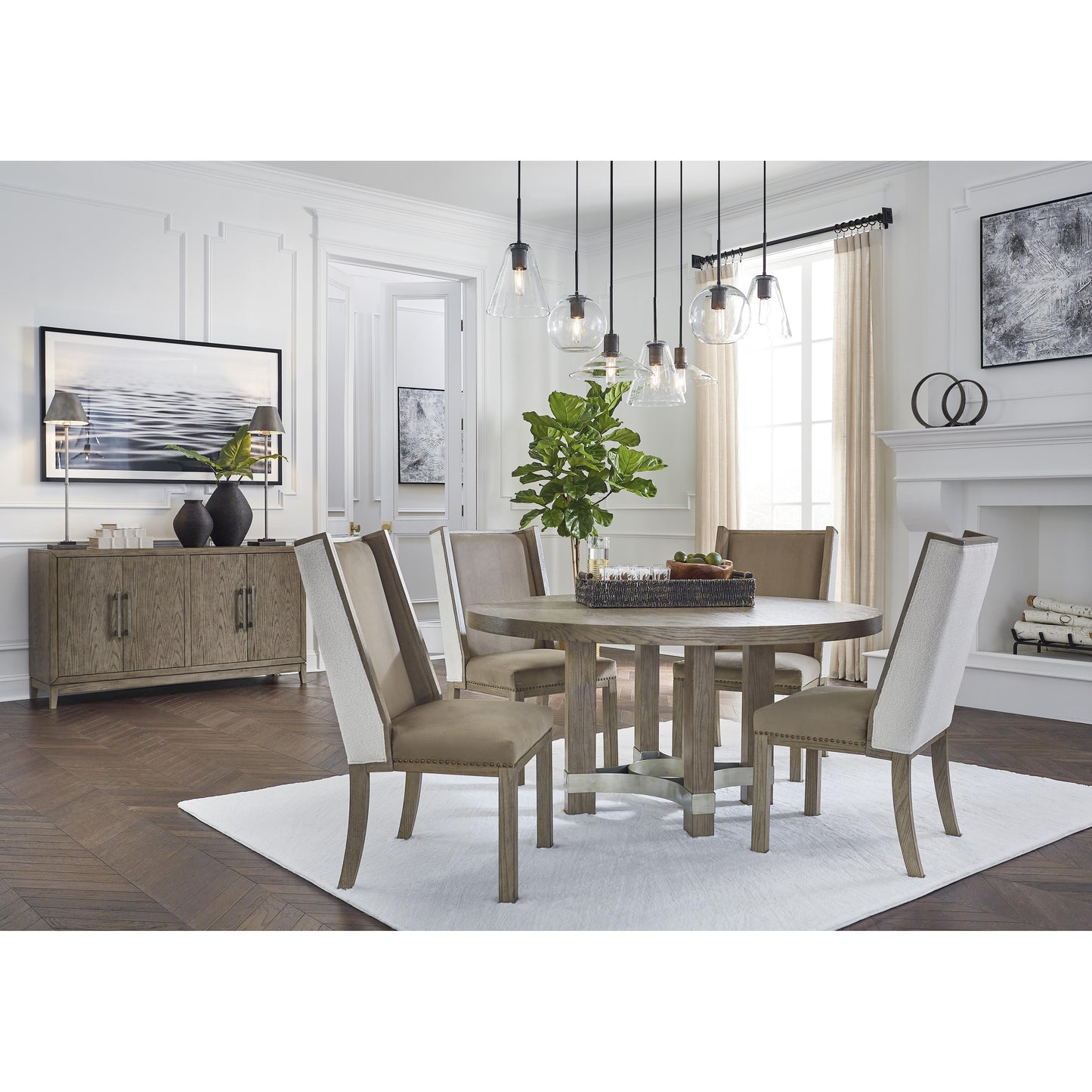 Signature Design by Ashley Round Chrestner Dining Table with Pedestal Base D983-50