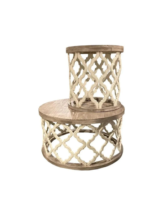 Brocade Coffee Table Nero White W/Granite Vintage LLC