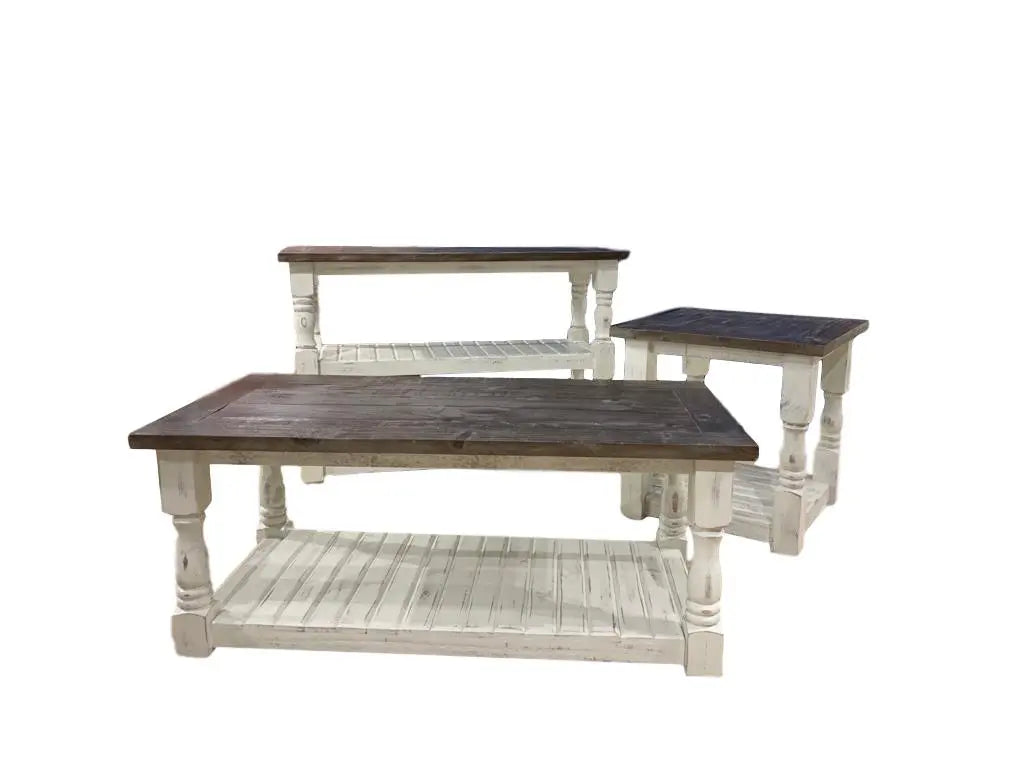 Alena End Table Nero White W/Ashe Top Vintage LLC