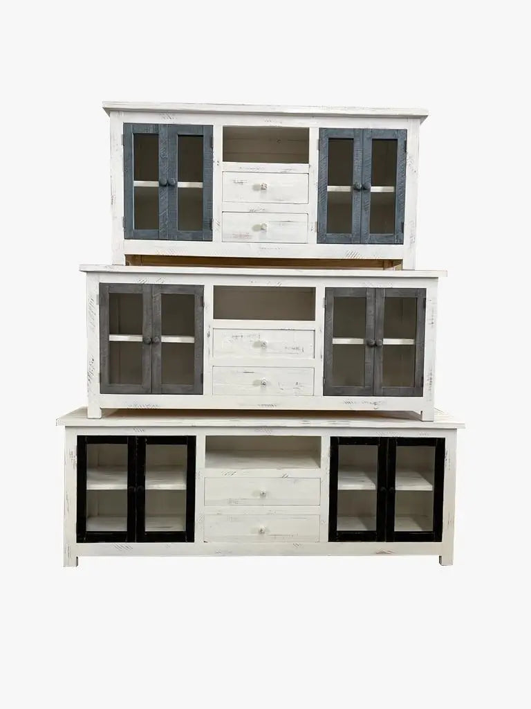 Justin TV Stand 71"Nero White/Granite Doors Vintage LLC