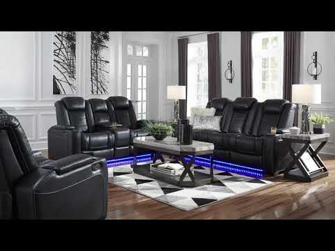 Signature Design by Ashley Party Time Power Reclining Leather Look Loveseat 3700318 EXTERNAL_VIDEO 1